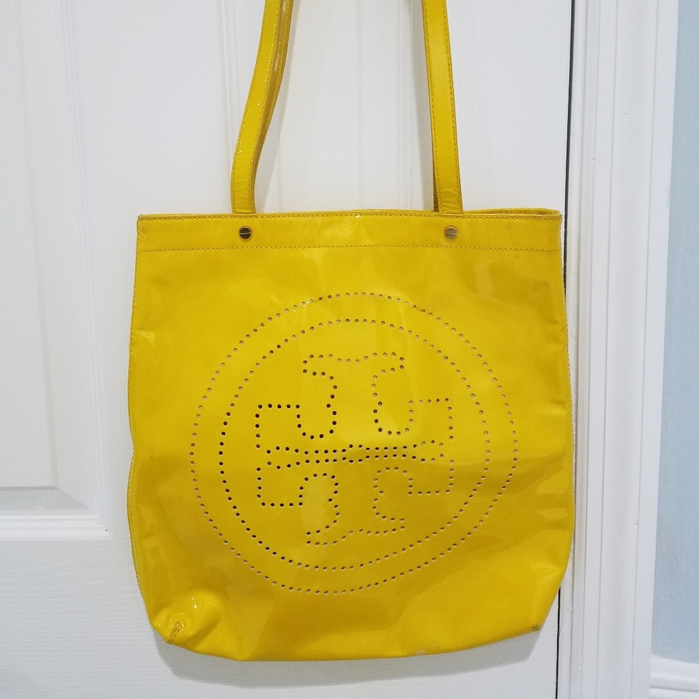 Tory Burch Yellow Patent Leather Tote